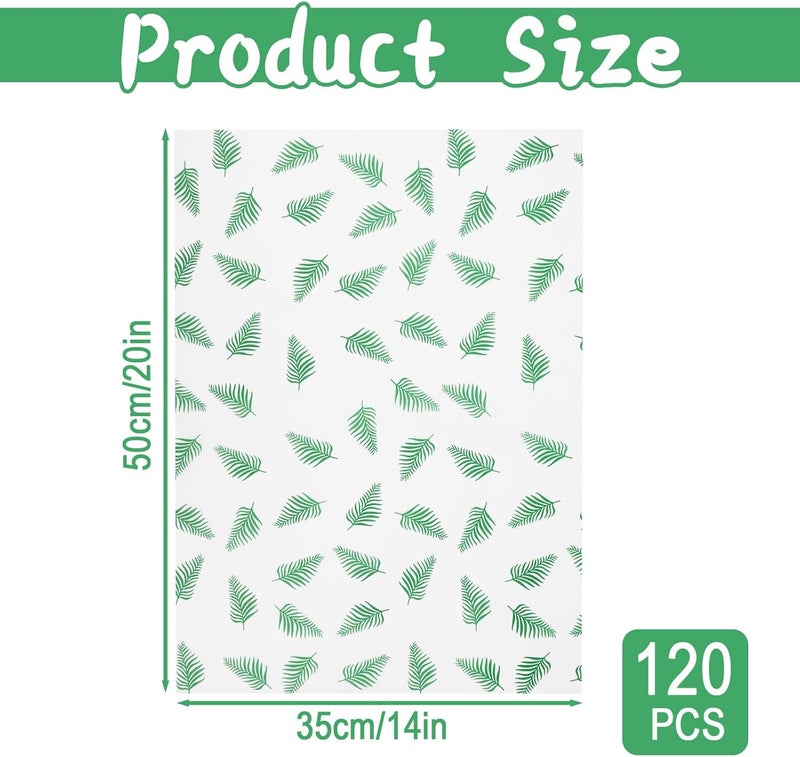 Ethanberg 120 Sheets Gift Wrapping Tissue Paper Bulk, Tropical Palm Leaves Tissue Paper for Gift Bags, Decorative Art Papers for DIY Crafts Wedding Birthday Baby Showers Holiday Party Decor, 20x14 Inches - Image 2